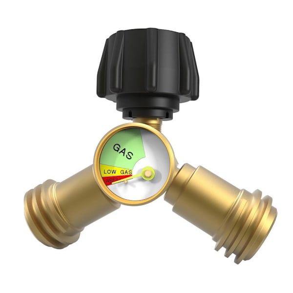 Universal Propane Tank Y Splitter With Gauge