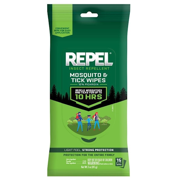 Repel Mosquito & Tick Insect Repellent Wipes 15-Count Case Of 6