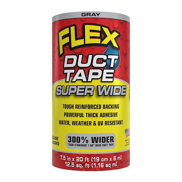 Flex Seal Super Wide Duct Tape, Gray, 7.50" x 20', Case Of 3