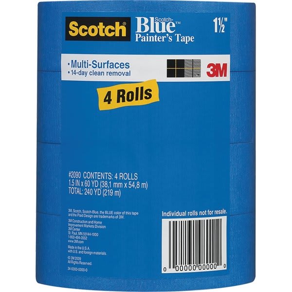 3m Scotch-Blue 1.5 In. X 60 Yd. Multi-Surface Painter’s Tape (4-Case)