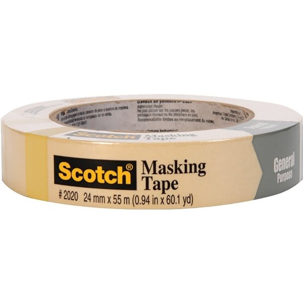 3m 2020-1a-Bk 1" X 60 Yds. Masking Tape Bulk 36 Rolls