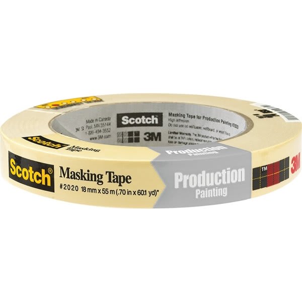 3M 2020-.75a 3/4" X 60yd Masking Tape S/W, Case Of 48