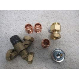 Caleffi 520516A 3/4" Angle Thermostatic Press Mixing Valve W/Temperature Gauge