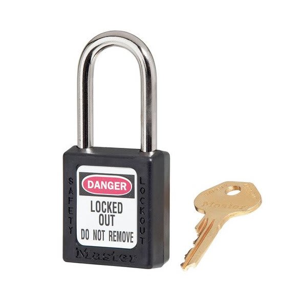Master Lock Steel Shackle Thermoplastic Zenex 6 Pin Tumbler Padlock (Black)