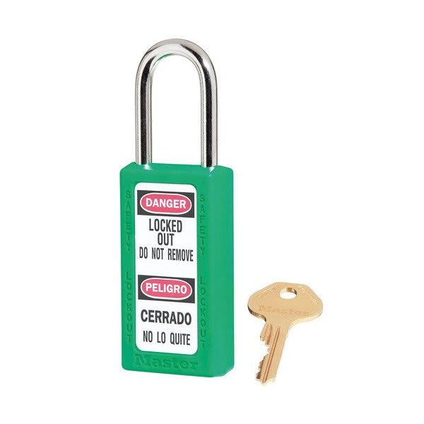 Master Lock Steel Shackle Thermoplastic Zenex 6 Pin Tumbler Padlock (Green)