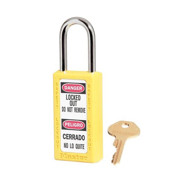 Master Lock Thermoplastic Zenex 6 Pin Tumbler Steel Shackle Padlock (Yellow)