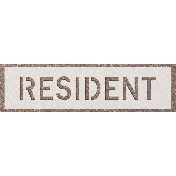 Stock Complete Word Parking Stencil - Resident, 10 Letters