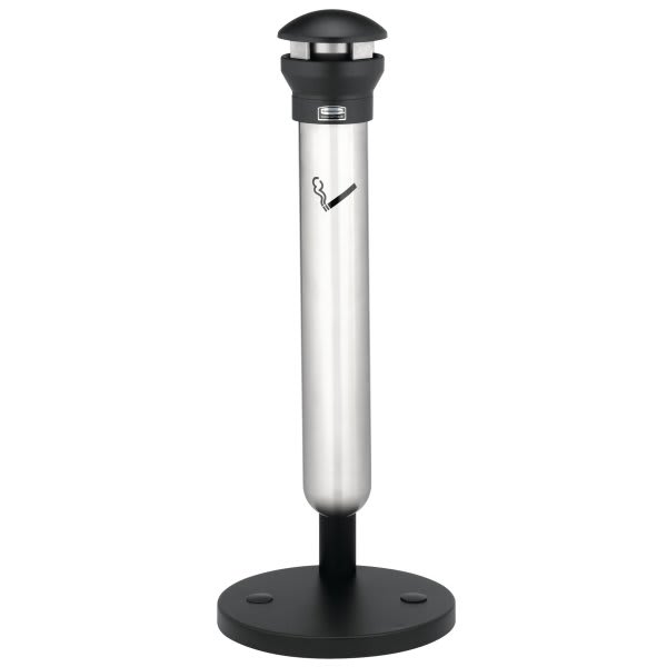 Rubbermaid Commercial Infinity Base-Mount Smoking Receptacle With Black Top (Stainless Steel)