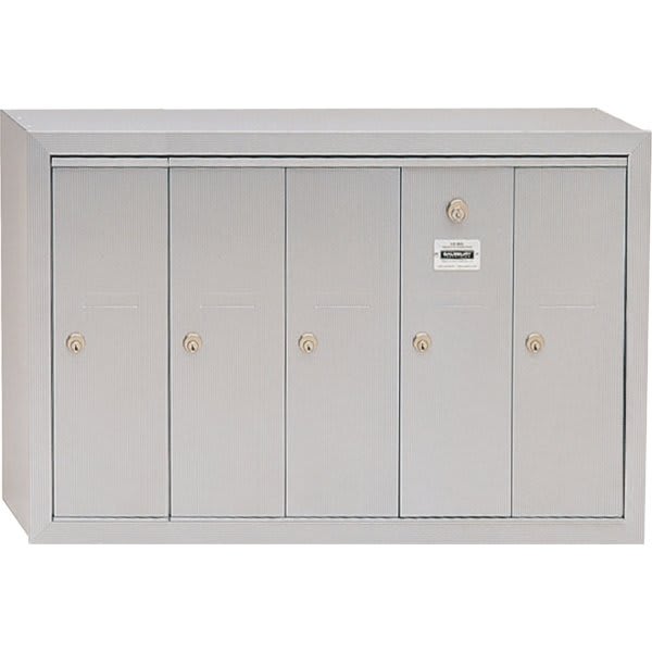 Salsbury Industries Vertical Mailbox, 5 Doors, Aluminum Finish