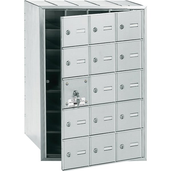 Salsbury Industries Horizontal Mailbox, 15 Doors, Aluminum Finish