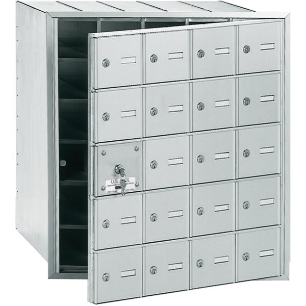 Salsbury Industries Horizontal Mailbox, 20 Doors, Aluminum Finish