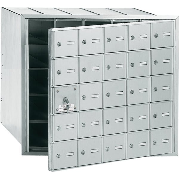 Salsbury Industries Horizontal Mailbox, 25 Doors, Aluminum Finish