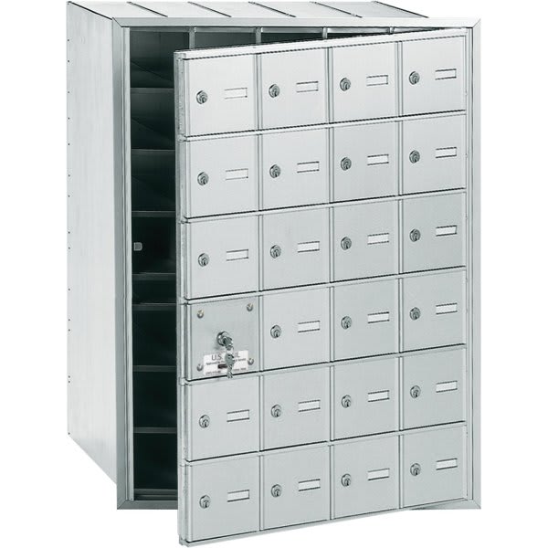 Salsbury Industries Horizontal Mailbox, 24 Doors, Aluminum Finish