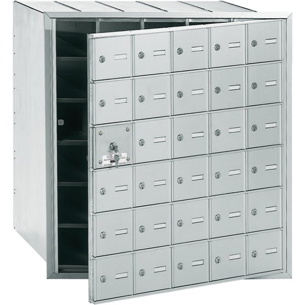 Salsbury Industries Horizontal Mailbox, 30 Doors, Aluminum Finish