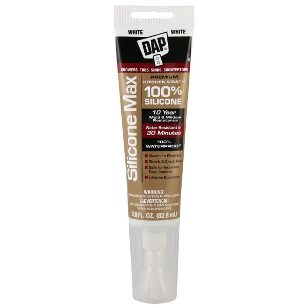 Dap Silicone Max2.8 Oz White Kitchen And Bath Silicone Sealant Package Of 12