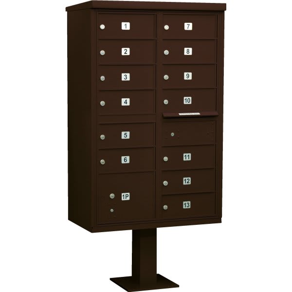 Salsbury Industries Cluster Mailbox, 13 Boxes, Bronze