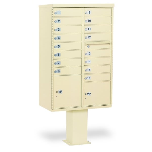 Salsbury Industries Cluster Mailbox, 16 Boxes, Sandstone