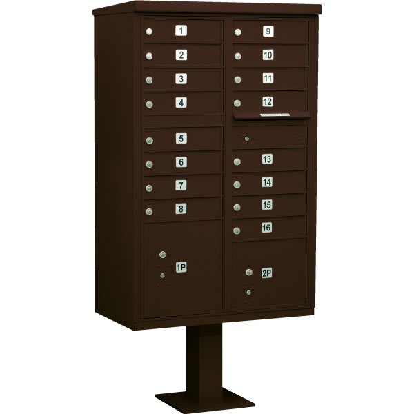 Salsbury Industries Cluster Mailbox, 16 Boxes, Bronze