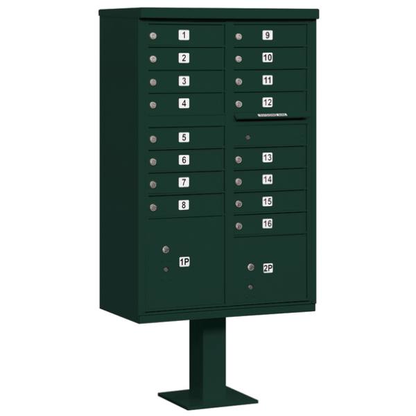 Salsbury Industries Cluster Mailbox, 16 Boxes, Green