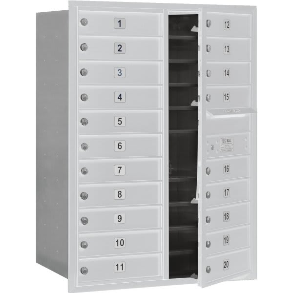 Salsbury Industries Horizontal 4c Mailbox, 20 Boxes, Silver, 11 Door High