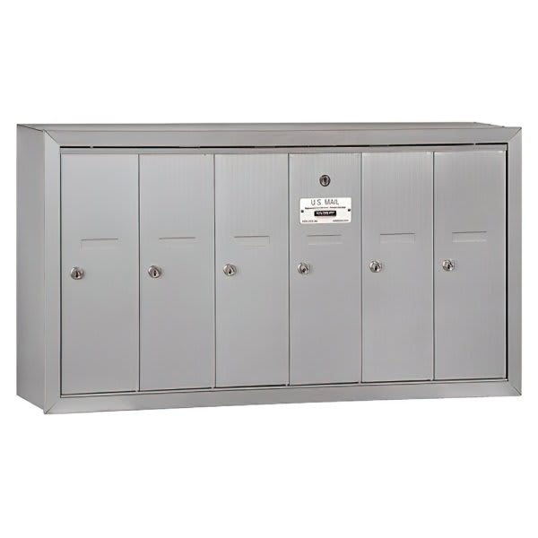 Salsbury Industries Vertical Mailbox - 6 Doors - Silver