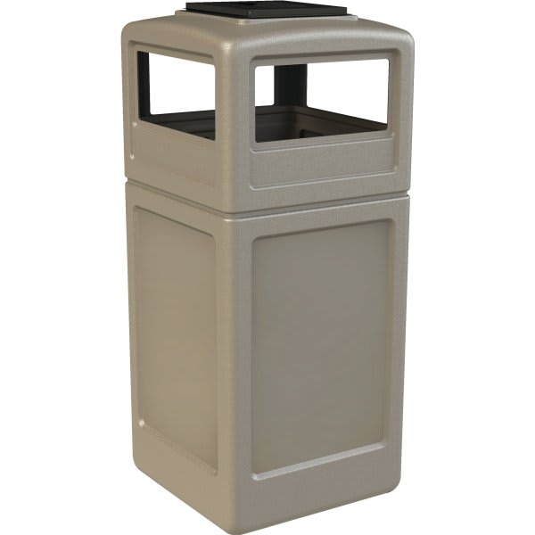 Commercial Zone Products Polytec 42 Gallon Trash Can W/ Ashtray Lid (Beige)