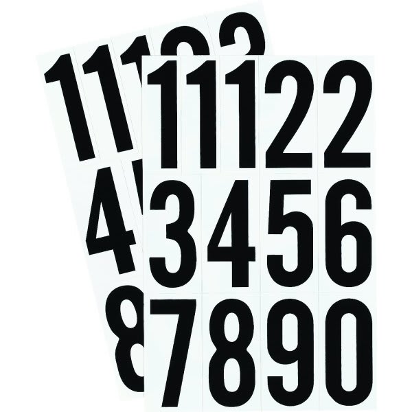Hy-Ko 3" Black On White Vinyl Numbers,Self-Adhesive, 26 Pieces
