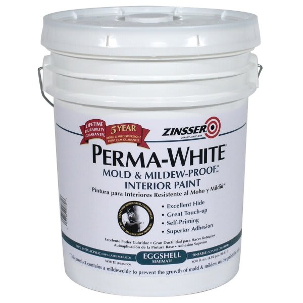 Zinsser 5 Gal Perma-White Mold & Mildew-Proof Interior Paint Eggshell White 1pk