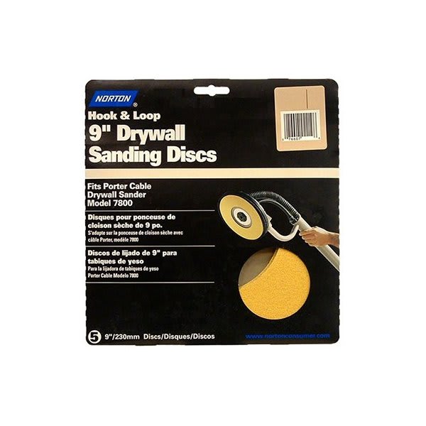 Norton 02466 9" P80 Wallsand Hook And Loop Disc For P. Cable 7800, Package Of 15