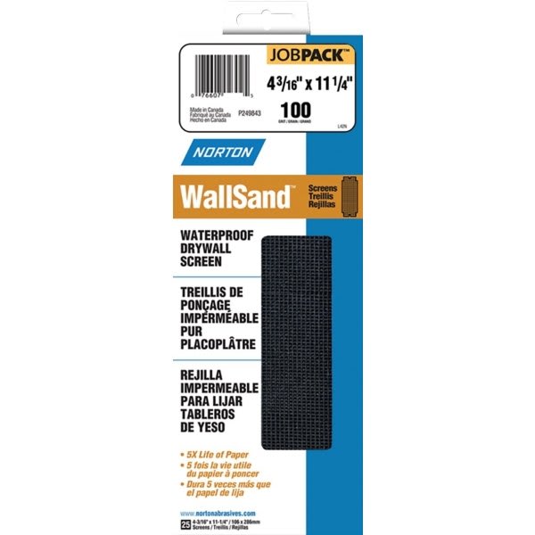 Norton 07660768318 4-3/16" X 11-1/4" 100 Wallsand Screen, Package Of 10