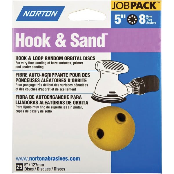 Norton 49225 5" P40 8 Hole Hook And Loop Disc, Package Of 25