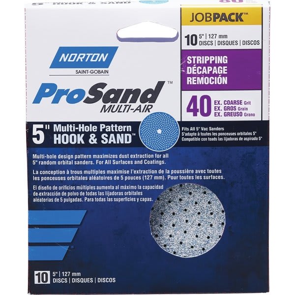 Norton 03225 P40 Grit 5" Pro Sand Multi Air Disc, Package Of 10