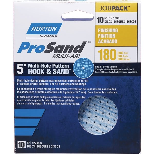 Norton 03219 P180b Grit 5" Pro Sand Multi Air Disc, Package Of 10