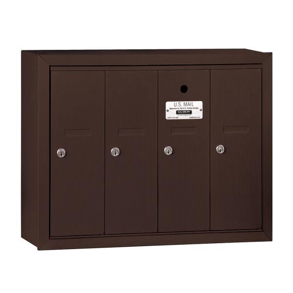 Salsbury Industries Bronze-Vertical Mailbox- Surface Mounted -4 Doors