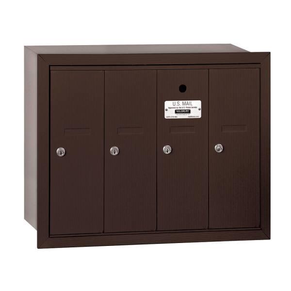 Salsbury Industries Bronze-Vertical Mailbox- Recessed Mounted -4 Doors