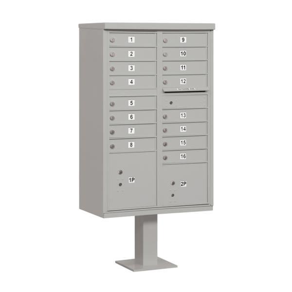 Salsbury Industries Gray- Cluster Box Unit -Includes Pedestal-16a Size Doors
