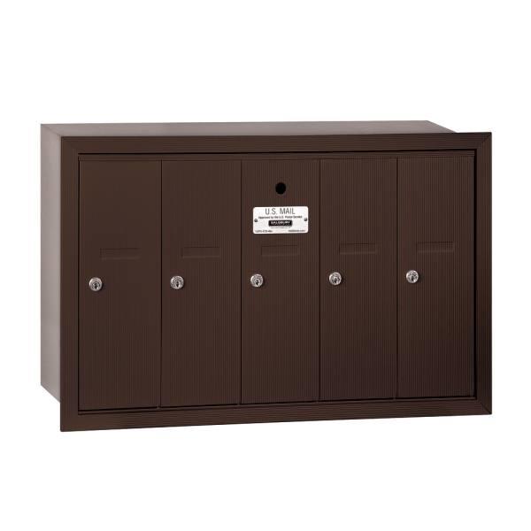 Salsbury Industries Bronze-Vertical Mailbox- Recessed Mounted -5 Doors