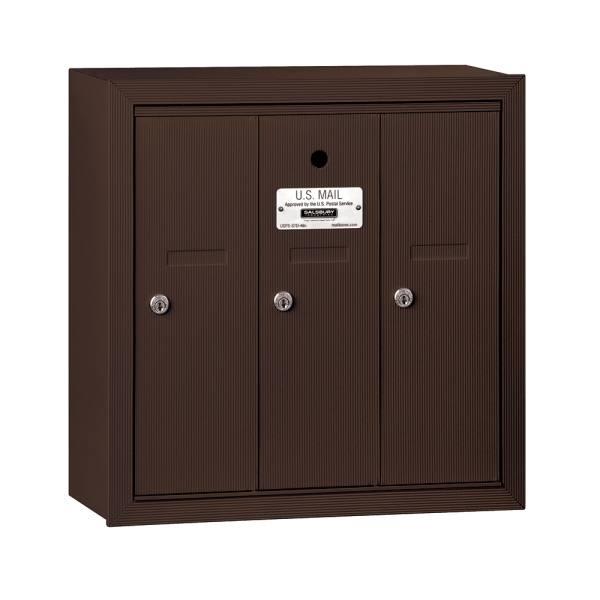 Salsbury Industries Bronze-Vertical Mailbox- Surface Mounted -3 Doors