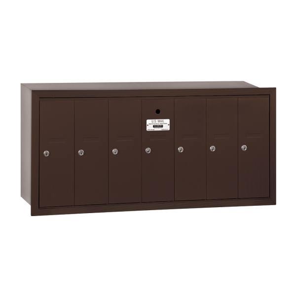 Salsbury Industries Bronze-Vertical Mailbox- Recessed Mounted -7 Doors