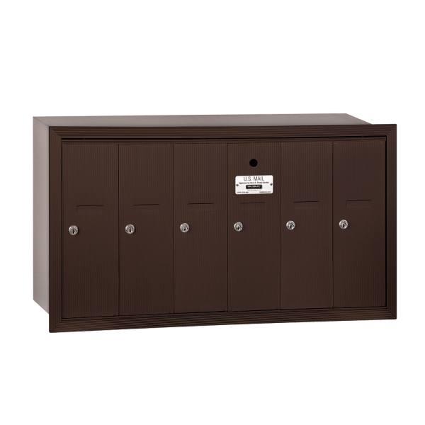 Salsbury Industries Bronze-Vertical Mailbox- Recessed Mounted -6 Doors