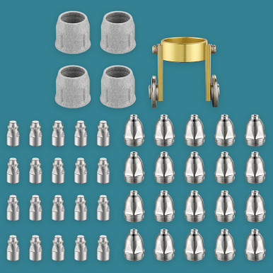 AP80HF-45, 80A-120A Pilot Arc Plasma Cutter Consumable Set, 20-Electrodes, 20-Shunts, 4-Bakelite Cups, 1-Torch Roller Guides AP80HF-45