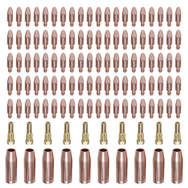 MIG045-120, MIG Welder Parts, 100-pcs .045" Tips, 10-pcs Nozzles, 10-pcs Diffusers for MTS-165/185/205, MIG-160/180/200, MIG-140GS MIG045-120