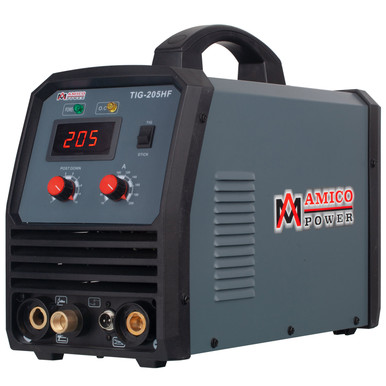 TIG-205HF, 205 Amp HF-TIG Stick Arc DC Inverter Welder, 100-250V Wide Voltage, 80% Duty Cycle. TIG-205HF