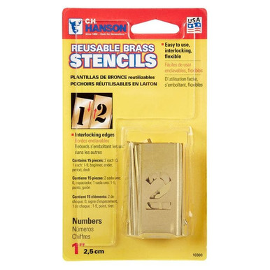 Stencil Set-Numbers 1" Brass 15Pcs. Carded 10303