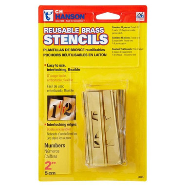 Stencil Set-Numbers 2" Brass 15Pcs. Carded 10305