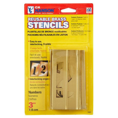 Stencil Set-Numbers 3" Brass 15Pcs. Carded 10307