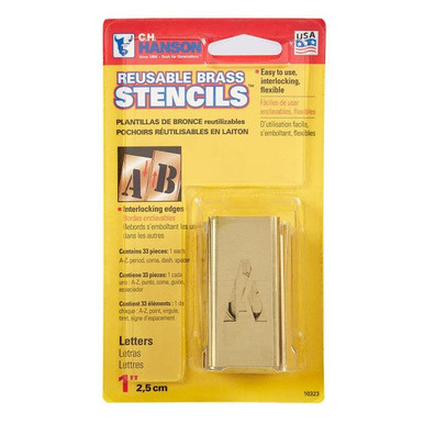 Stencil Set-Letter 1" Brass 33Pcs. Carded 10323