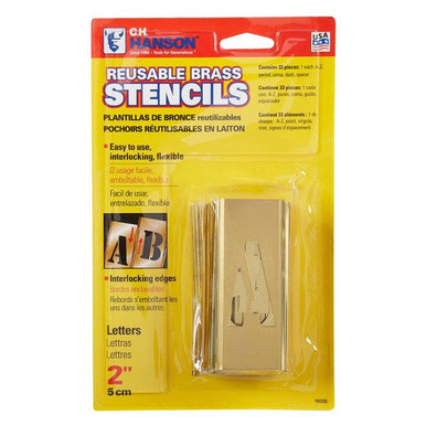 Stencil Set-Letter 2" Brass 33Pcs. Carded 10325
