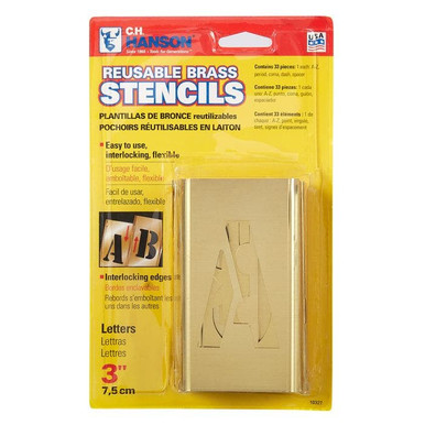 Stencil Set-Letter 3" Brass 33Pcs. Carded 10327