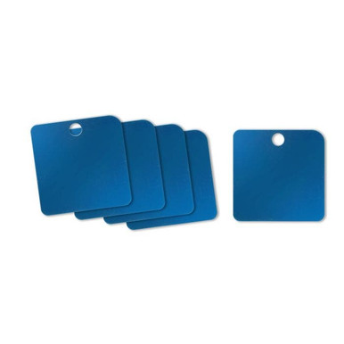 Tag-1-1/2" Square Anodized Aluminum Blue 5pk 43410
